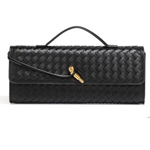 Black Woven Leather Clutch